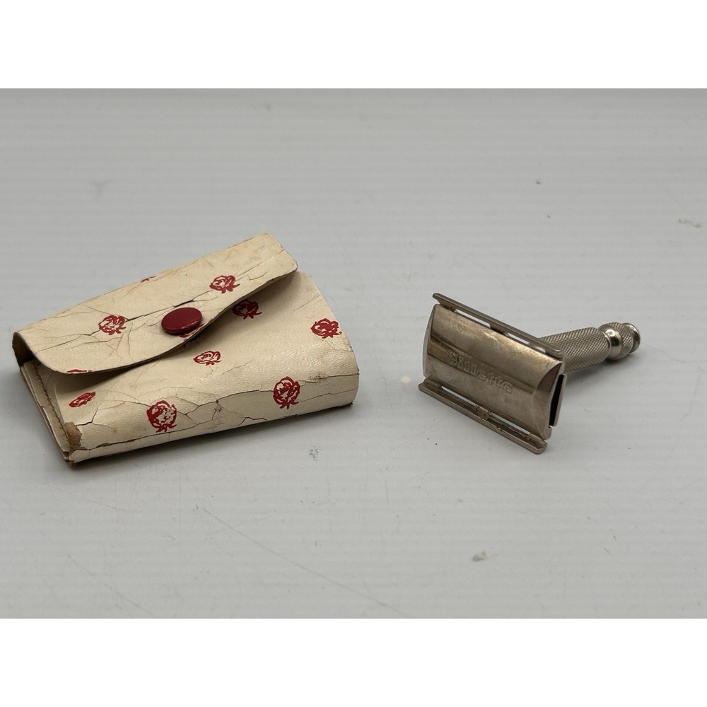 Vintage Gillette Safety Razor 2.25"‎ Stainless Steel W/ Case